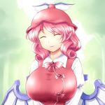  1girl breasts bust closed_eyes hat large_breasts mystia_lorelei pink_hair shirosato smile solo touhou wings 