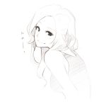  1girl bare_shoulders from_behind long_hair looking_over_shoulder monochrome original poaro simple_background sketch smile tank_top white_background 