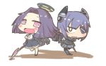  2girls inishie kantai_collection multiple_girls personification pleated_skirt purple_hair school_uniform serafuku skirt tatsuta_(kantai_collection) tenryuu_(kantai_collection) thighhighs violet_eyes 