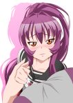  1girl blush highres long_hair ponytail purple_hair red_eyes school_uniform serafuku sugiura_ayano tatsuya_(guild_plus) yuru_yuri 