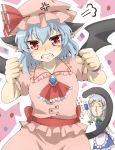  2girls anger_vein animal_ears apron ascot bat_wings blood blue_dress blue_hair blush blush_stickers braid brooch camera cat_ears cat_tail clenched_teeth commentary_request dress hat hat_ribbon izayoi_sakuya jewelry kemonomimi_mode maid maid_headdress mob_cap multiple_girls nitoni nosebleed open_mouth pink_dress pink_eyes puffy_sleeves remilia_scarlet ribbon sash short_sleeves silver_hair smile tail tears touhou twin_braids waist_apron wings wrist_cuffs 