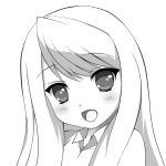  1girl blush bust chloe_lemaire girlfriend_(kari) kirua_(nikohina) long_hair looking_at_viewer monochrome open_mouth simple_background smile solo white_background 
