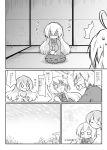  1boy 2girls 3girls comic futa4192 hata_no_kokoro highres hijiri_byakuren monochrome morichika_rinnosuke multiple_girls touhou translation_request 