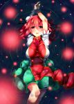  1girl bandages blush breasts bun_cover chinese_clothes double_bun flower highres ibaraki_kasen jyuuji large_breasts long_hair open_mouth partially_submerged pink_hair red_eyes rose short_hair skirt solo tabard touhou water 