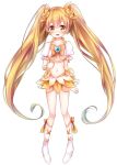  1girl artist_request blonde_hair blush boots cure_sunshine female heartcatch_precure! jewelry long_hair magical_girl myoudouin_itsuki precure ribbon solo source_request twintails yellow_eyes 