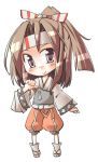  1girl arnest brown_eyes brown_hair chibi japanese_clothes kantai_collection personification short_hair zuihou_(kantai_collection) 
