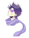  1boy blue_eyes flower jojo_no_kimyou_na_bouken joseph_joestar_(young) noir39 purple_hair scarf solo 