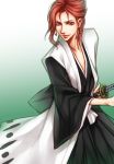  1boy bleach haori japanese_clothes jojo_no_kimyou_na_bouken kakyouin_noriaki katana kodama_(vaindoll) parody redhead sheath sheathed solo sword taichou_haori weapon 