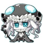  1girl akaneya black_legwear blue_eyes chibi kantai_collection lowres silver_hair solo staff tentacles white_background wo-class_aircraft_carrier 