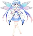  1girl absurdres blue_eyes blue_hair character_request cocoro@function! dress hands_clasped highres hinata_momo tagme transparent_background twintails wings 
