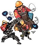  1boy gloves goggles hardhat heart helmet male overalls sentry simple_background solo spoken_heart t8909 team_fortress_2 the_engineer white_background 