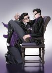  2boys black_hair boss_(saints_row) chair cigarette highres johnny_gat multiple_boys saints_row saints_row:_the_third sitting sky360 sunglasses 