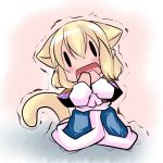  1girl animal_ears blonde_hair chibi hands_together hoshizuki_(seigetsu) kemonomimi_mode kneeling minigirl mizuhashi_parsee open_mouth puru-see solo tail touhou 