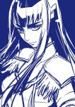  1girl black_hair blue_eyes chiyo_(rotsurechiriha) eyebrows female junketsu kill_la_kill kiryuuin_satsuki living_clothes long_hair looking_at_viewer monochrome solo 