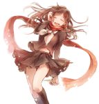  1girl ayano_(kagerou_project) brown_hair closed_eyes eim_(gaziko) hair_ornament hairclip highres kagerou_project long_hair paper_crane scarf school_uniform smile tears 