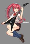  1girl free! guitar highres instrument long_hair matsuoka_gou piano-alice plectrum ponytail red_eyes redhead school_uniform 