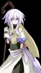  1girl black_background original purple_hair simple_background solo staff violet_eyes yu-ves 