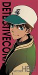  1boy brown_hair dark_skin green_eyes hat hattori_heiji mca_(dessert_candy) meitantei_conan short_hair smile 