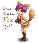  123hamster 1girl animal_ears fox_ears fox_tail purple_hair short_hair solo tail violet_eyes 
