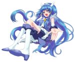  1girl aoki_reika bike_shorts blue_bike_shorts blue_dress blue_eyes blue_hair boots brooch choker cure_beauty dress hair_tubes head_wings jewelry long_hair magical_girl marblewars precure shorts_under_skirt skirt smile smile_precure! solo tiara wrist_cuffs 