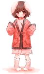  1girl animal_ears blush brown_eyes brown_hair carrot dress furorida highres inaba_tewi japanese_clothes jewelry kimono long_sleeves necklace open_mouth pigeon-toed pink_dress rabbit_ears solo touhou wide_sleeves yukata 