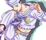  1boy black_hair bubble dixie_cup_hat green_eyes hat higashikata_jousuke_(jojolion) jojo_no_kimyou_na_bouken jojolion rag713kuro2 sailor solo 