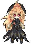  chibi long_hair looking_at_viewer phantasy_star phantasy_star_online_2 red_eyes simple_background smile solo very_long_hair white_background yu-ves 