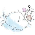  /\/\/\ ? coat copyright_request flying_sweatdrops goat horns no_humans o_o scarf shovel snow solo tagme worktool yanagi_yagiaji 