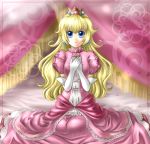 1girl blonde_hair blue_eyes crown dress highres long_dress princess princess_peach yuino_(fancy_party)