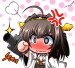  1girl blush brown_hair bust chibi crying crying_with_eyes_open hairband haru-yua japanese_clothes kantai_collection kongou_(kantai_collection) long_hair personification solo tears wavy_mouth 