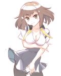  :&gt; blush_stickers breasts brown_eyes brown_hair cleavage gatchaman_crowds ichinose_hajime pantyhose school_uniform short_hair sketch skirt ueyama_michirou untied 