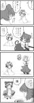  4koma alice_margatroid comic cosplay dowsing_rod highres monochrome nazrin sakutarou sakutarou_(cosplay) shanghai shanghai_doll toramaru_shou touhou translated translation_request umineko_no_naku_koro_ni 