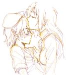  blush kiss kumoi_ichirin long_hair monochrome multiple_girls murasa_minamitsu no_hat no_headwear purple rex_k sketch surprised touhou yellow yuri 