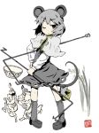  animal_ears basket blush grey_hair lowres mouse mouse_ears mouse_tail nazrin ooide_chousuke short_hair tail touhou 