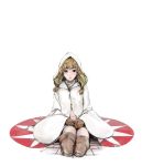  blonde_hair boots final_fantasy final_fantasy_tactics gloves highres hood long_hair robe rr short_hair sitting solo thigh-highs thighhighs twintails white_mage white_mage_(fft) 