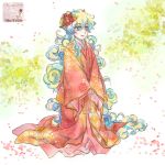  flower hair_flower hair_ornament japanese_clothes kimono long_hair multicolored_hair multilayer_kimono nia_teppelin taira_momen tengen_toppa_gurren_lagann 