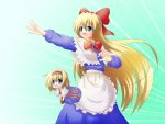  &gt;:) alice_margatroid apron blonde_hair blue_eyes blush_stickers bow bowtie capelet doll hair_bow minigirl open_mouth outstretched_arm personification puppet_strings role_reversal shanghai shanghai_doll shin_osada smile touhou waist_apron 