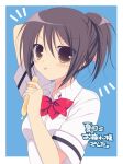  :p ayuzawa_misaki bad_id blush brown_eyes brown_hair kaichou_wa_maid-sama kaichou_wa_maid-sama! ponytail popsicle school_uniform sumii tongue 