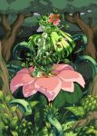  flower forest green_skin hair_over_breasts kenkou_cross kenkou_kurosu mamono_girl_lover monster_girl monster_girl_encyclopedia nature original plant_girl vines 