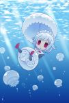  akitsu bloomers empty_eyes jellyfish maid maid_headdress original personification purple_eyes short_hair solo umbrella underwater 