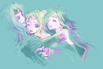   blonde_hair blue_eyes cecil_harvey closed_eyes final_fantasy final_fantasy_iv green_hair headband hikky-meg hug long_hair rosa_farrell rydia tiara white_hair  