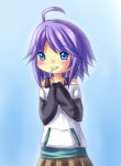  blue_eyes chibi cute date-yu lollipop purple_hair rosario+vampire shirayuki_mizore short_hair smile 