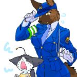   68 animal armband bb beast_girl cat character_request child cry dog closed_eyes furry gloves hat necktie open_mouth police_uniform policewoman sweat tail tears uniform what white_gloves worried yellow_eyes  