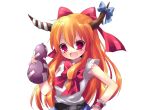  bad_id gourd horns ibuki_suika kosuzume long_hair oni orange_hair red_eyes ribbon solo touhou 