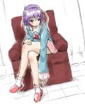  fechirin heart komeiji_satori legs purple_eyes purple_hair sitting slippers touhou violet_eyes 