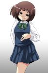  bowtie brown_hair kamigaki_megumi mahjong saki school_uniform short_hair smirk sugiura 