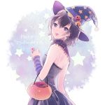  1girl :p bag candy candy_ring halloween hat inko_(mini) original solo tongue witch_hat 