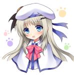  1girl blue_eyes blush hat little_busters!! long_hair mauve noumi_kudryavka open_mouth silver_hair smile solo 