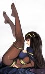  1girl black_hair bodysuit breasts dr.wolf feet fire_emblem fire_emblem:_kakusei legs_up long_hair sarja solo 