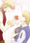  2boys blonde_hair child dio_brando dual_persona earrings fruit_tart jewelry jojo_no_kimyou_na_bouken moon195cat multiple_boys older red_eyes stone_mask_(jojo) time_paradox 